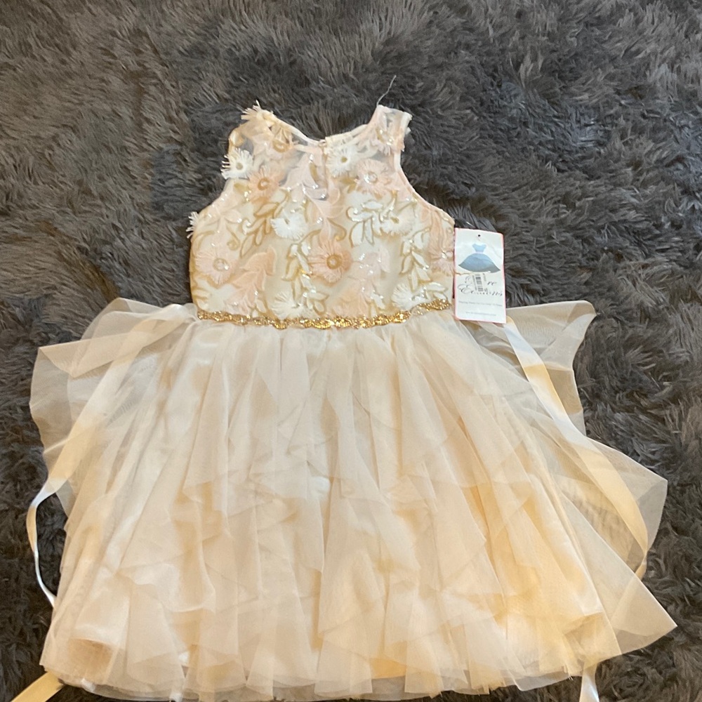 Rare Editions Pink Dress with Gold Accents NWT